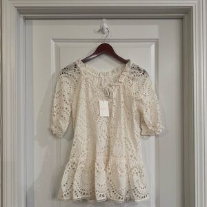 Zimmermann Kirra Lace Long Sleeve Dress in Ivory